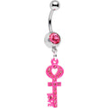 BodyCandy Pink Gem Open Your Heart to Love Pink Key Dangle Belly Ring — main product shot