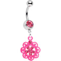 BodyCandy Pink Gem Lacy Pink Flower Dangle Belly Ring — main product shot