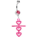 BodyCandy Pink Gem Cross of Pink Hearts Dangle Belly Ring — main product shot