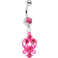 BodyCandy Pink Gem Swirled Pink Heart Dangle Belly Ring — main product shot