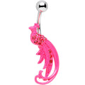 BodyCandy Pink Gem Studded Glamorous Pink Peacock Belly Ring — main product shot