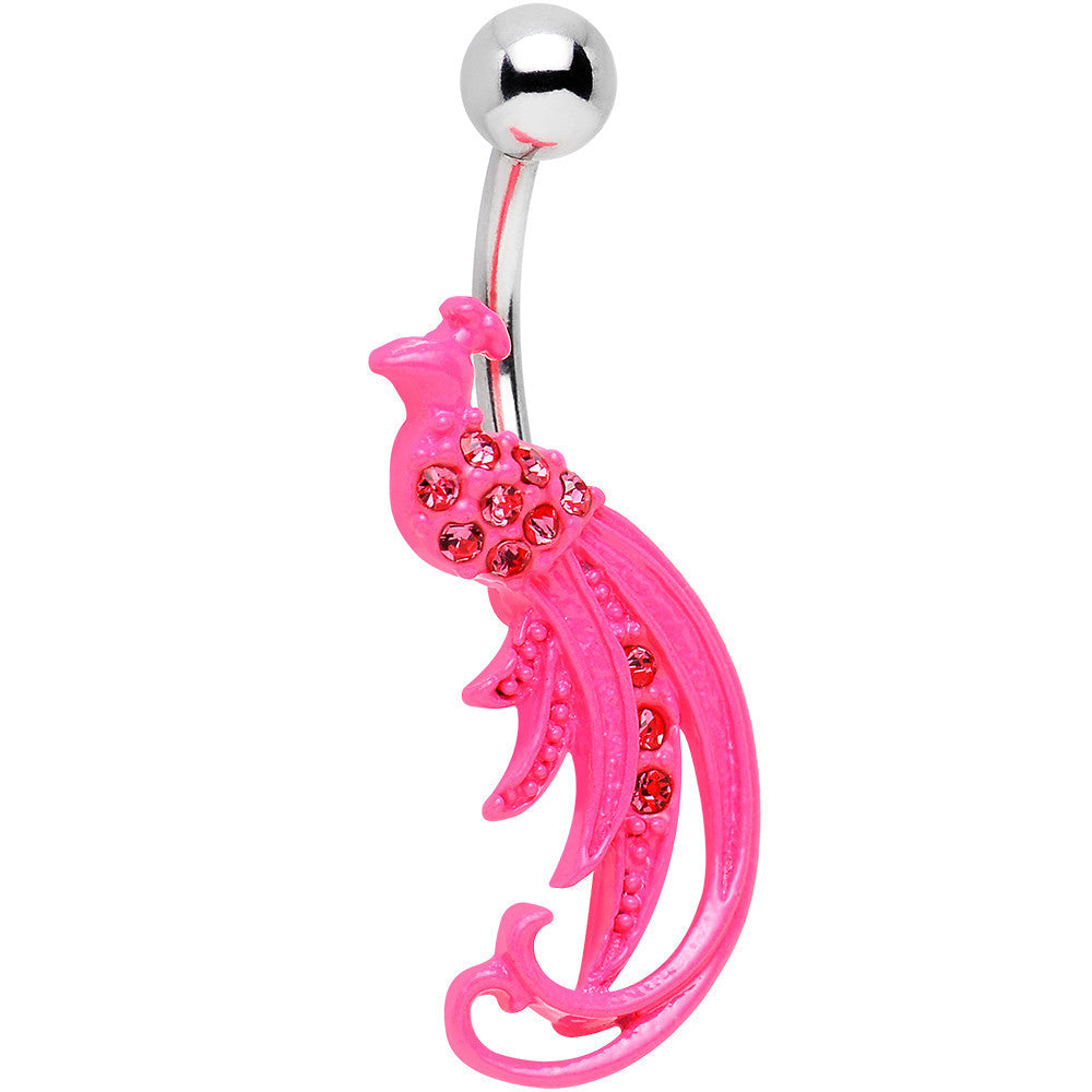 BodyCandy Pink Gem Studded Glamorous Pink Peacock Belly Ring — main product shot