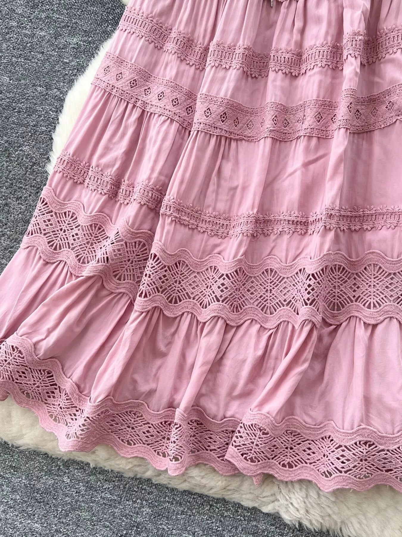 Drawstring Lace Tiered Skirt