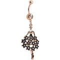 BodyCandy Clear Gem Rose Gold Plated Dancing Skirt of Stars Dangle Belly Ring — main product shot