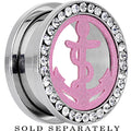 BodyCandy 20mm Stainless Steel Clear Gem Pink Anchor Tunnel Plug — main product shot