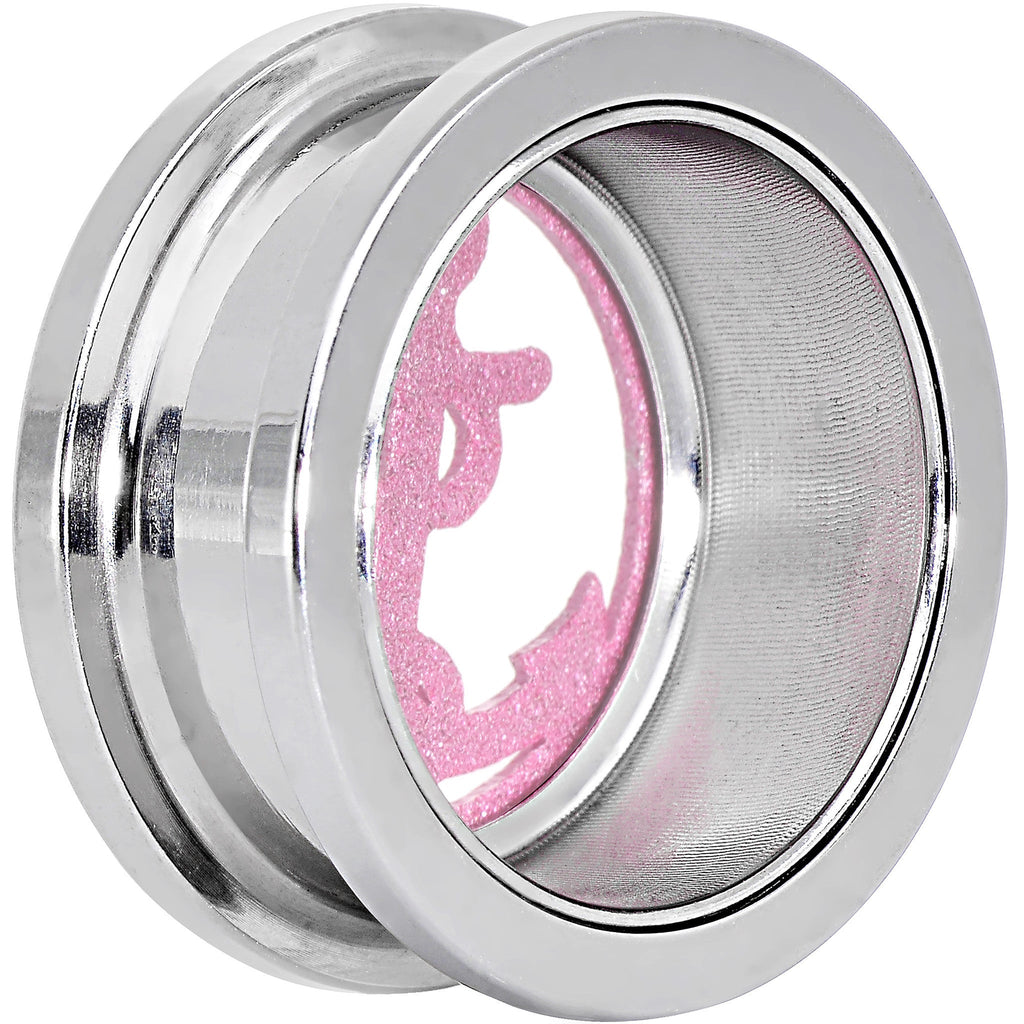 BodyCandy 20mm Stainless Steel Clear Gem Pink Anchor Tunnel Plug — side view