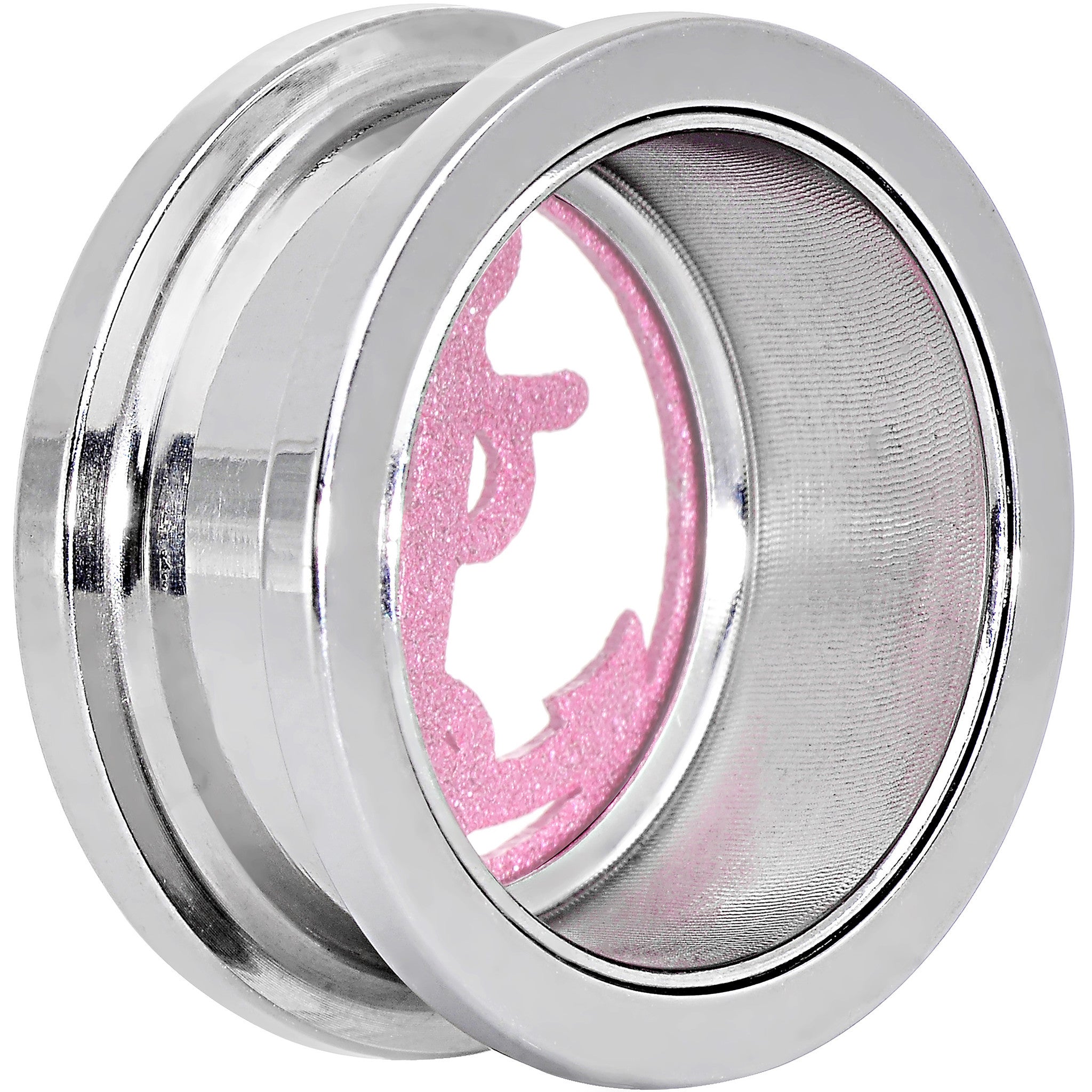 BodyCandy 20mm Stainless Steel Clear Gem Pink Anchor Tunnel Plug — side view