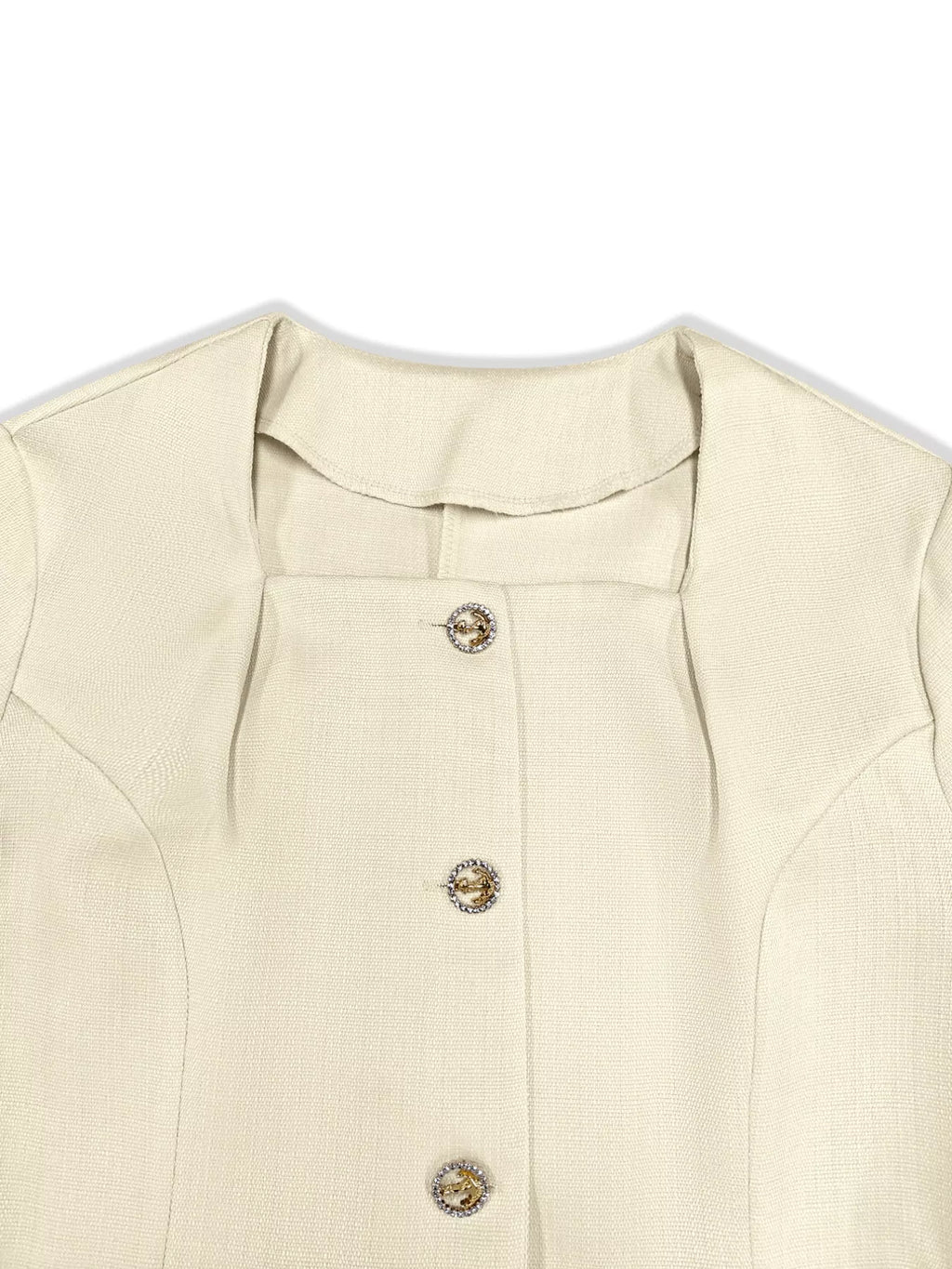 Square Neck Button-Down Fitted Blazer