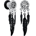 BodyCandy 0G Clear Gem Steel Single Flare Tree of Life Dangle Plug Set — main product shot