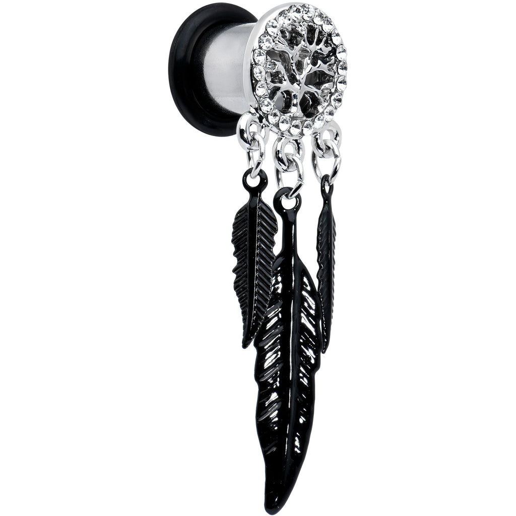BodyCandy 0G Clear Gem Steel Single Flare Tree of Life Dangle Plug Set — lifestyle context