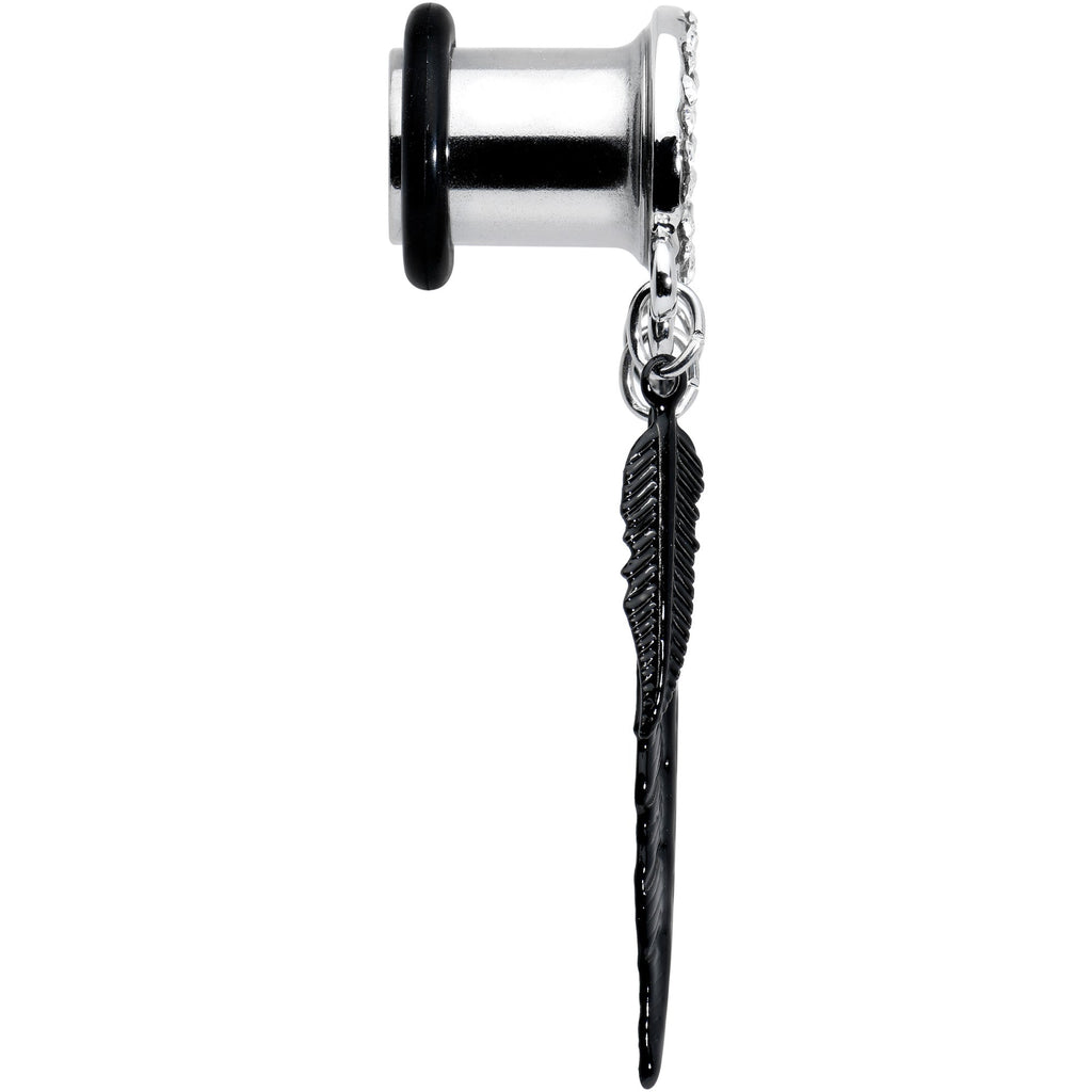 BodyCandy 0G Clear Gem Steel Single Flare Tree of Life Dangle Plug Set — back view
