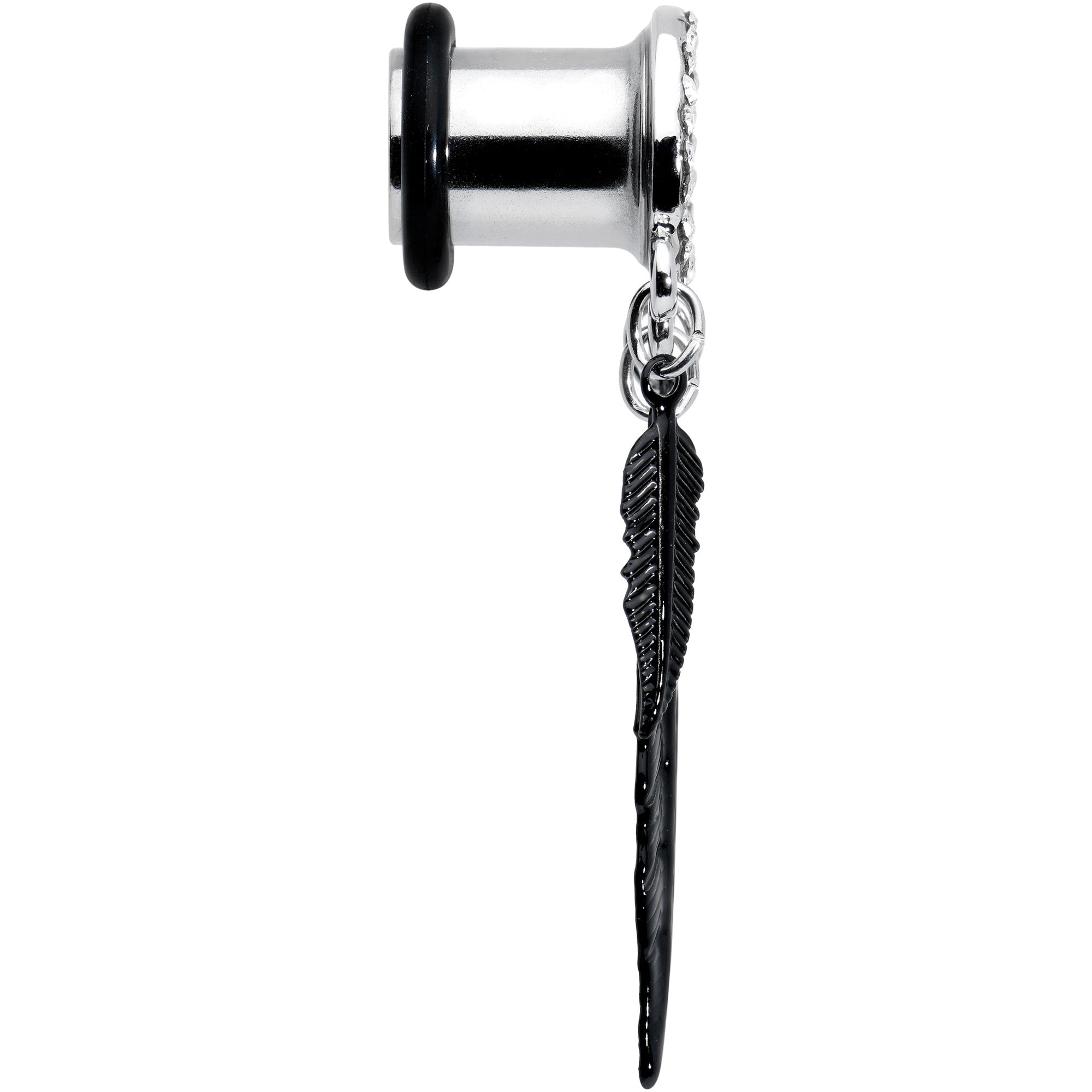 BodyCandy 0G Clear Gem Steel Single Flare Tree of Life Dangle Plug Set — back view