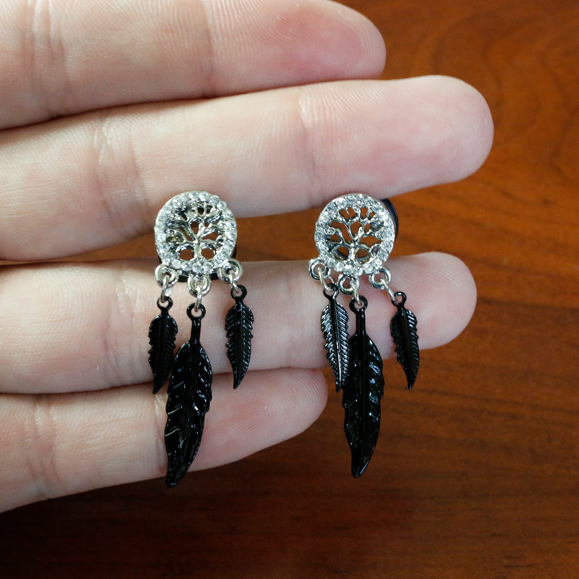 BodyCandy 0G Clear Gem Steel Single Flare Tree of Life Dangle Plug Set — packaging