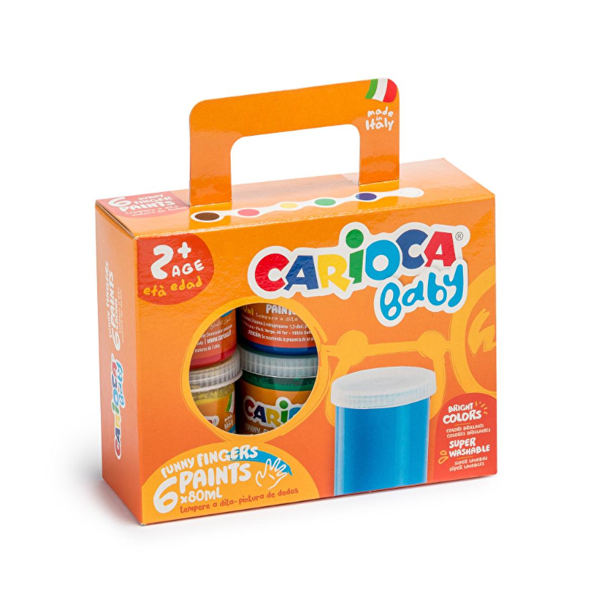 Carioca Finger Paint Set for Toddlers - 6 Washable Colors, Non-Toxic, Odorless - Ideal for Creative Play (2+ Years)