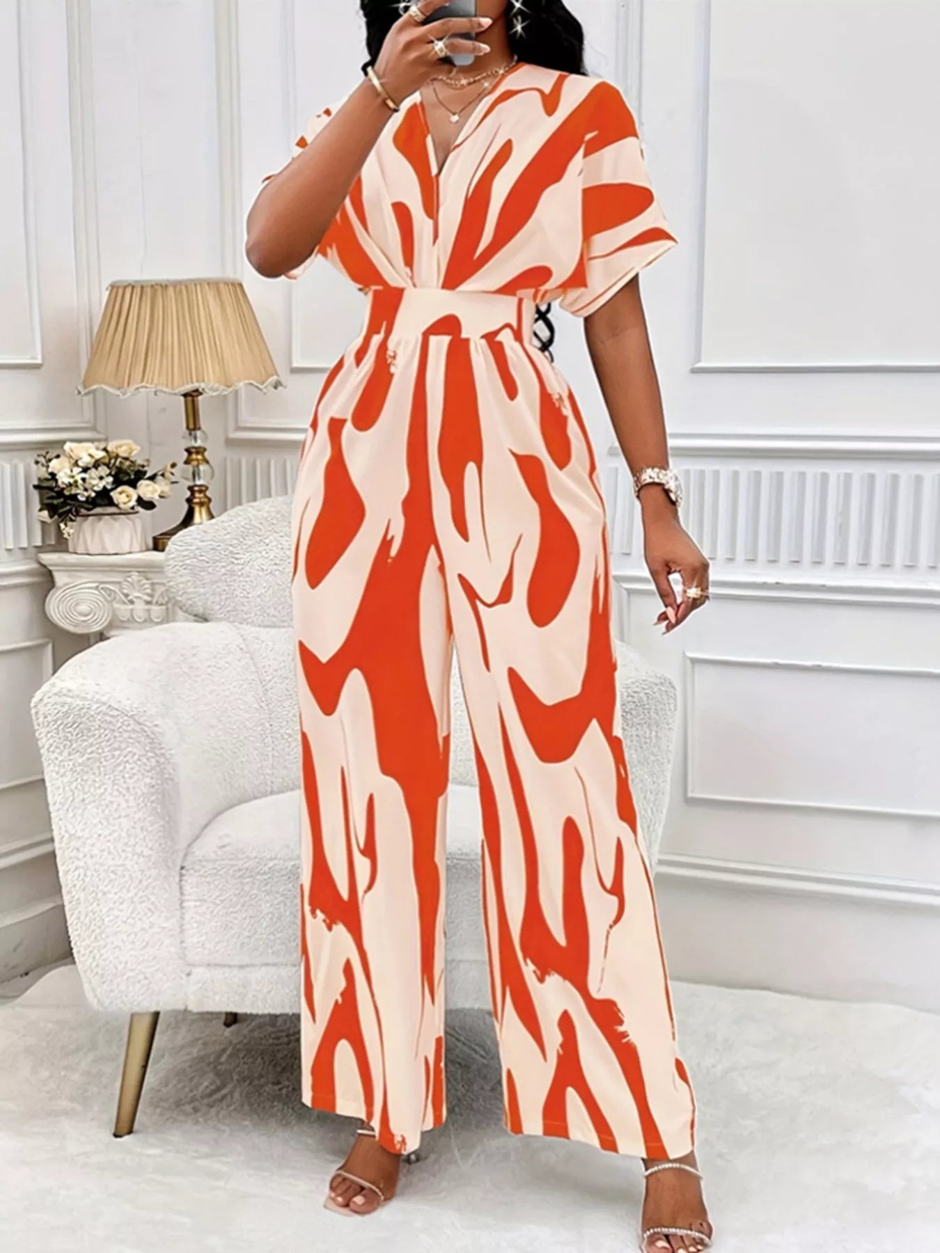 Abstract Print Wide-Leg Jumpsuit
