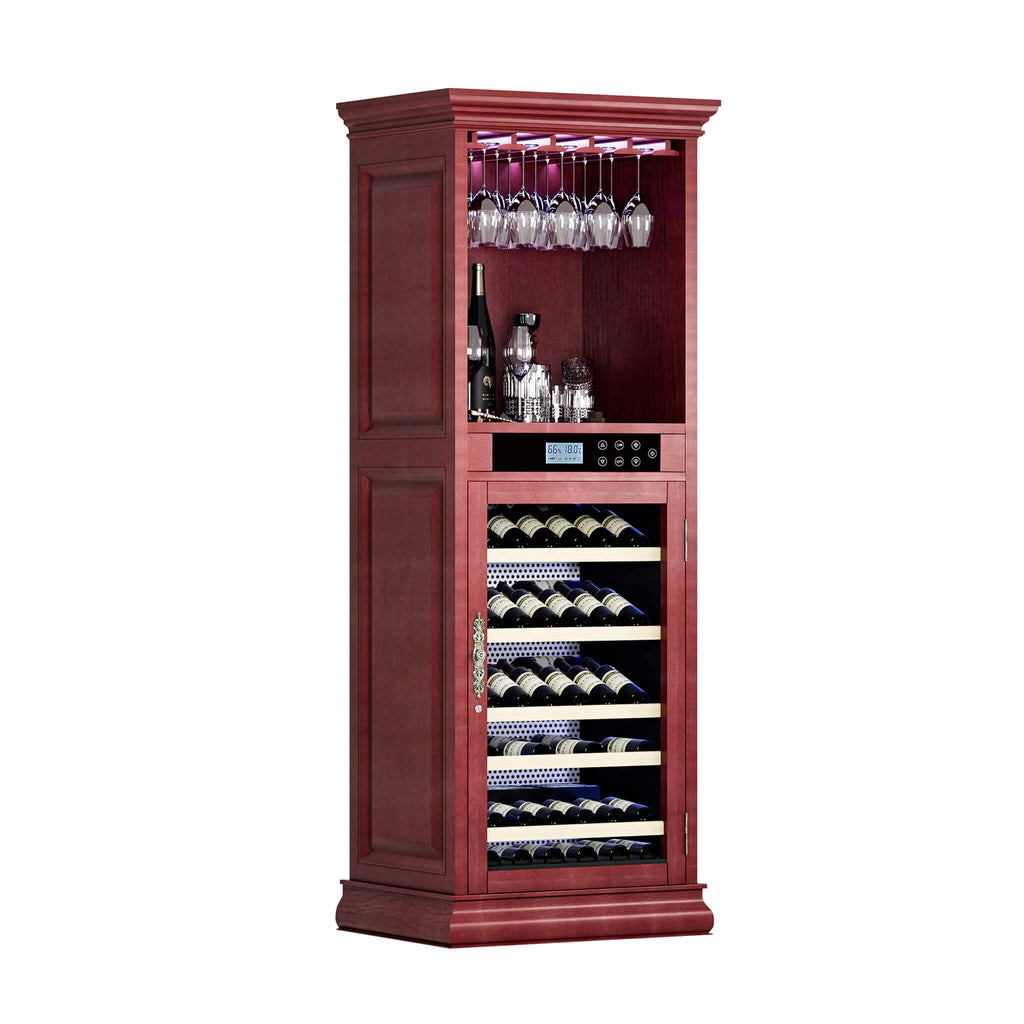 Nuvia 56-Bottle 7.5 Cu.Ft Single-Zone Multi-Tiered Wooden Wine Cooler Cabinet With Humidity And Temperature Controls (SAK7319