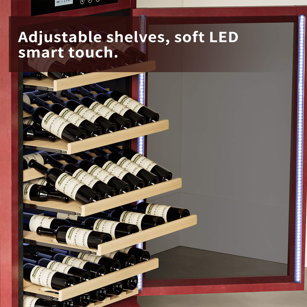 Nuvia 56-Bottle 7.5 Cu.Ft Single-Zone Multi-Tiered Wooden Wine Cooler Cabinet With Humidity And Temperature Controls (SAK7319