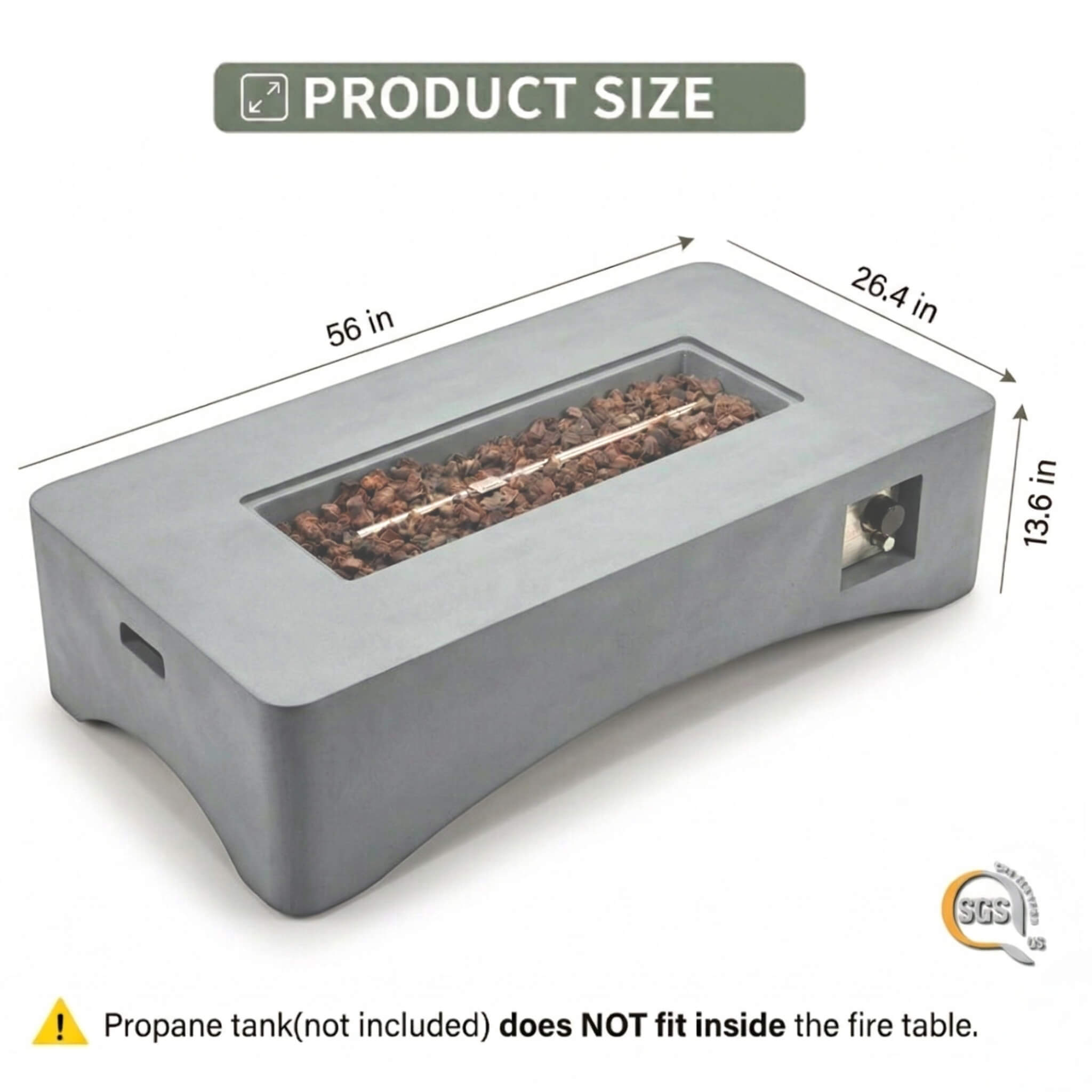 Alora 56-Inch 50K BTU Outdoor Modern Propane Fire Pit Table (SAK56830) – SAKSBY WHOLESALE, view 13