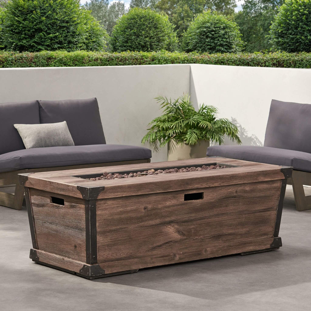 Alora 56-Inch Outdoor 50K BTU Wood Pattern Rectangle Gas Burning Fire Pit (SAK43681) – SAKSBY WHOLESALE, view 11