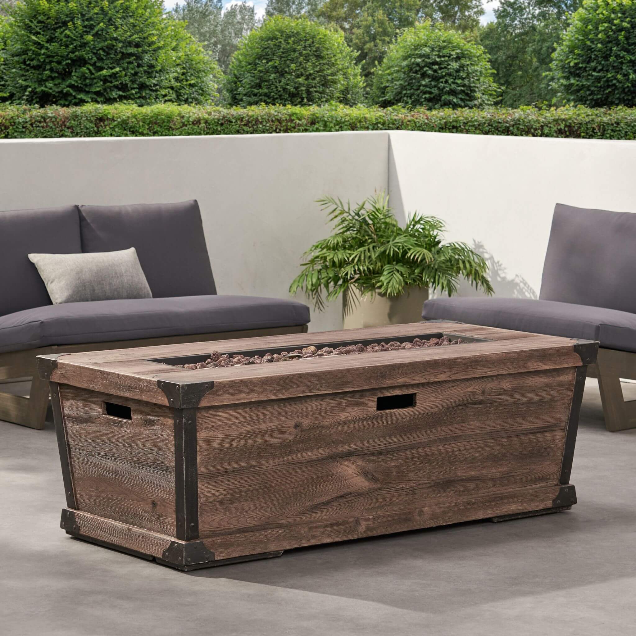 Alora 56-Inch Outdoor 50K BTU Wood Pattern Rectangle Gas Burning Fire Pit (SAK43681) – SAKSBY WHOLESALE, view 11