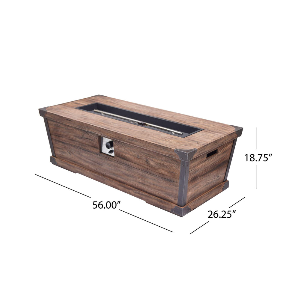 Alora 56-Inch Outdoor 50K BTU Wood Pattern Rectangle Gas Burning Fire Pit (SAK43681) – SAKSBY WHOLESALE, view 5