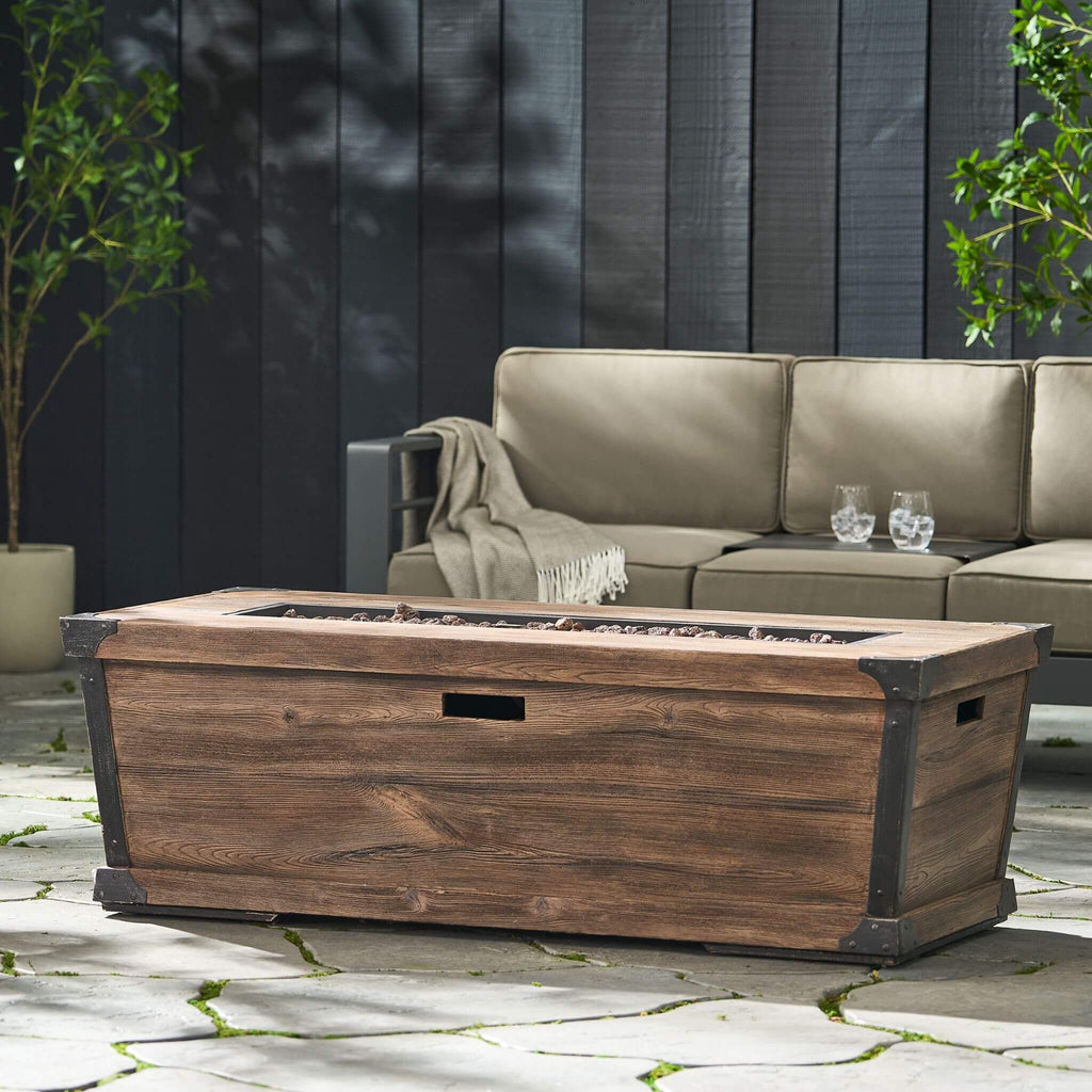 Alora 56-Inch Outdoor 50K BTU Wood Pattern Rectangle Gas Burning Fire Pit (SAK43681) – SAKSBY WHOLESALE, view 9