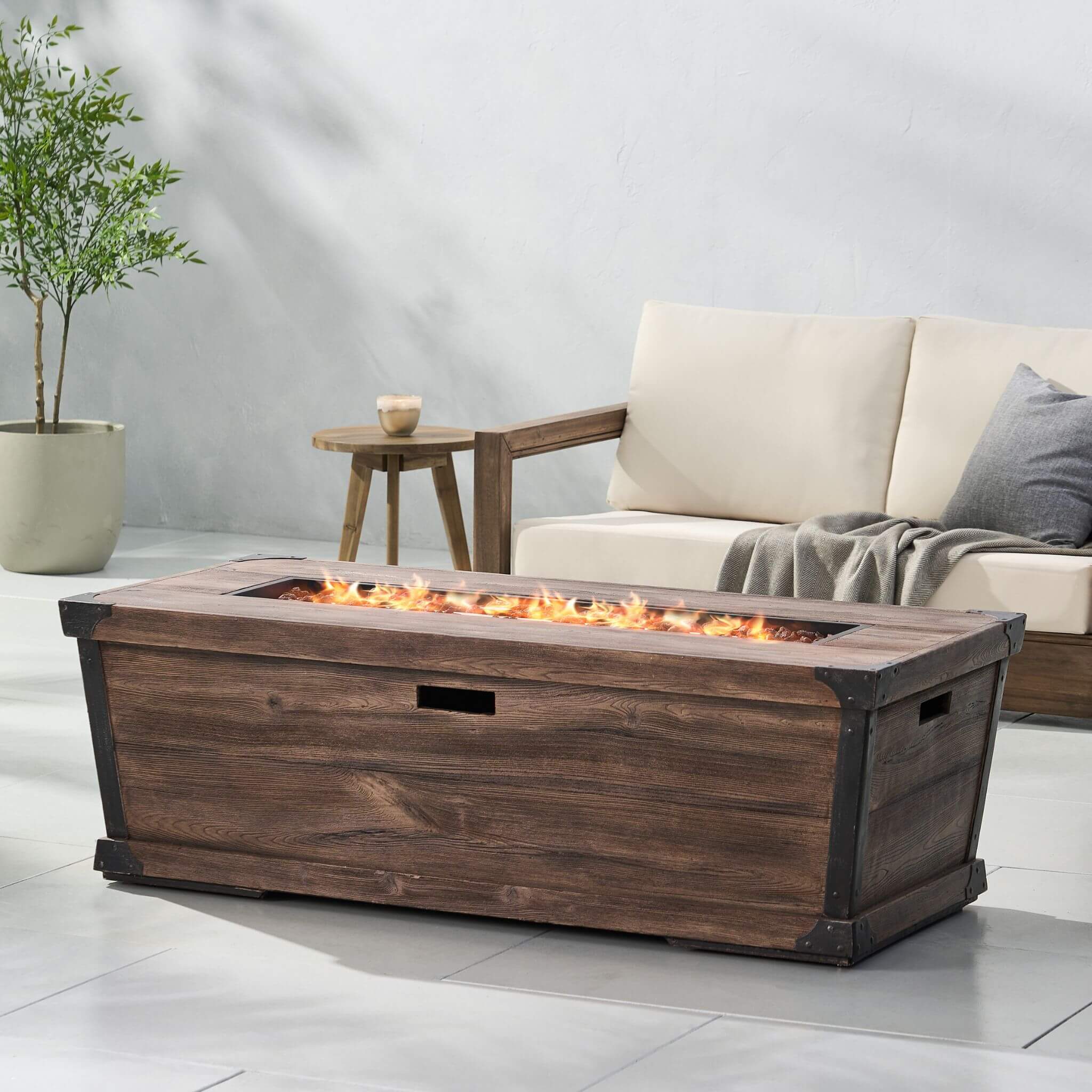 Alora 56-Inch Outdoor 50K BTU Wood Pattern Rectangle Gas Burning Fire Pit (SAK43681) – SAKSBY WHOLESALE, view 4
