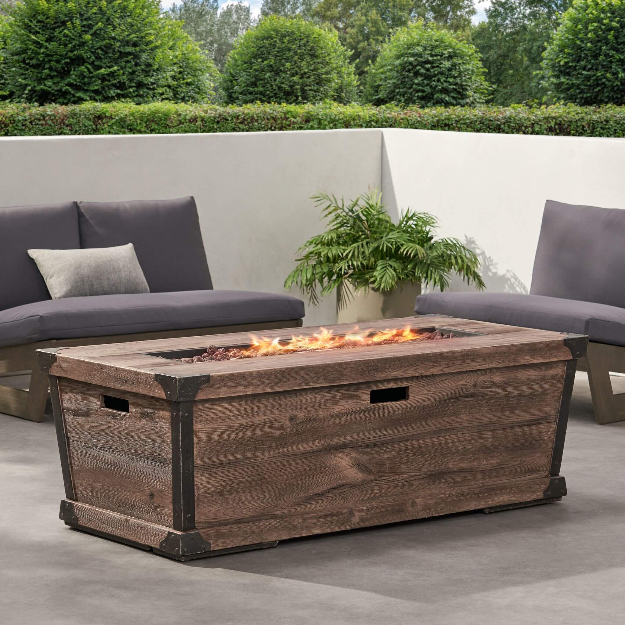 Alora 56-Inch Outdoor 50K BTU Wood Pattern Rectangle Gas Burning Fire Pit (SAK43681) – SAKSBY WHOLESALE, view 10