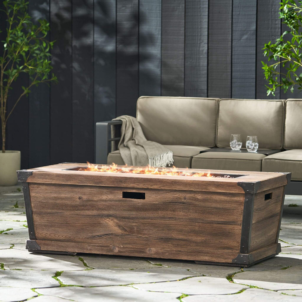 Alora 56-Inch Outdoor 50K BTU Wood Pattern Rectangle Gas Burning Fire Pit (SAK43681) – SAKSBY WHOLESALE, view 8