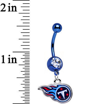BodyCandy Officially Licensed NFL Tennessee Titans Dangle Belly Ring — detail close-up