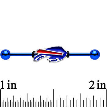 BodyCandy Officially Licensed Buffalo Bills Logo Industrial Barbell 38mm — detail close-up