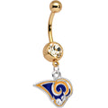 BodyCandy Officially Licensed NFL St. Louis Rams Dangle Belly Ring — main product shot