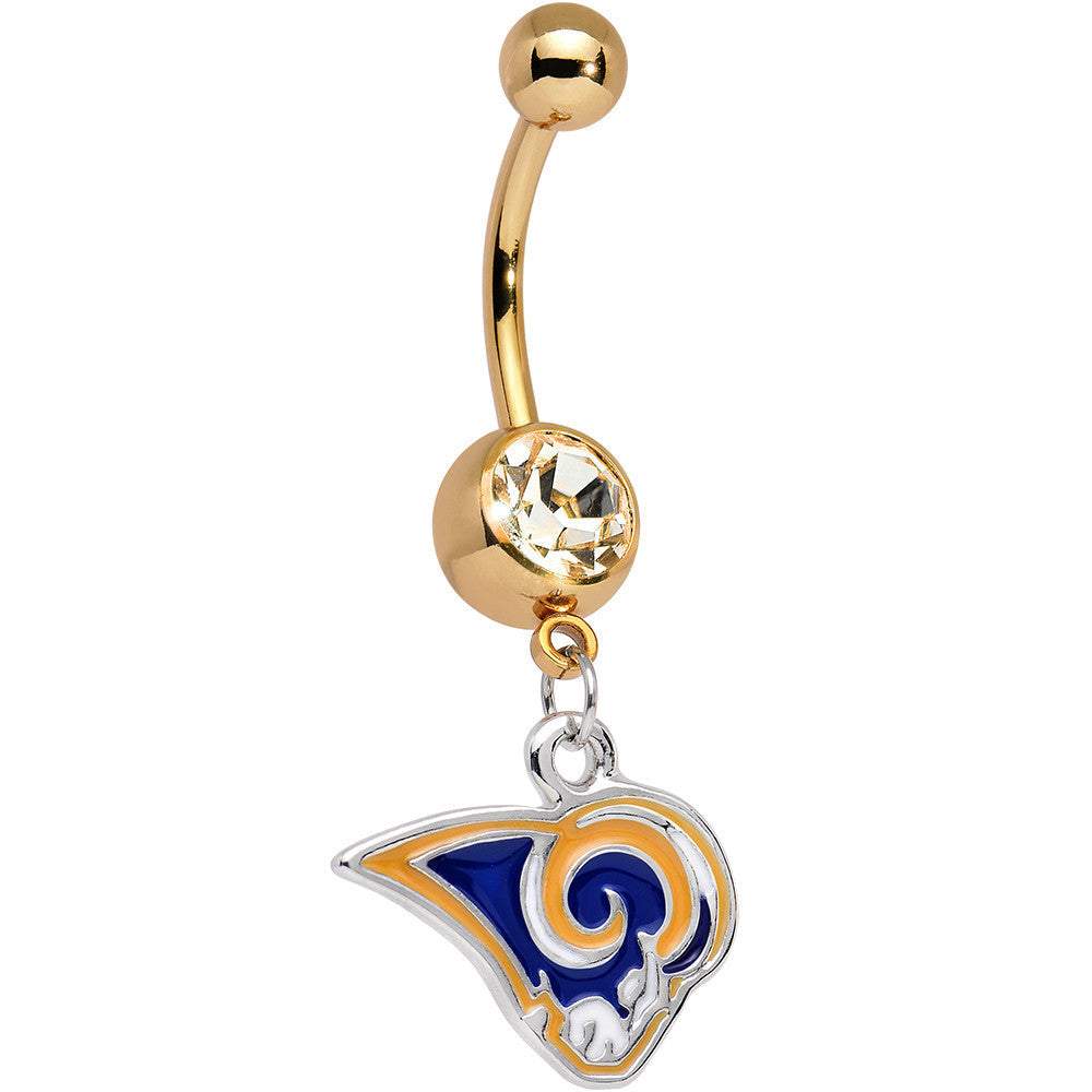 BodyCandy Officially Licensed NFL St. Louis Rams Dangle Belly Ring — main product shot