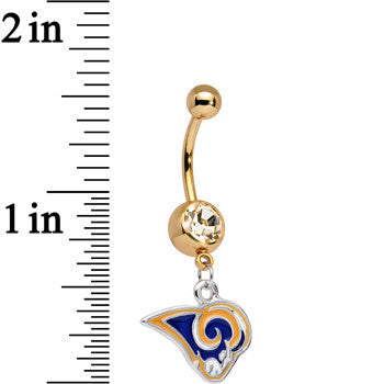 BodyCandy Officially Licensed NFL St. Louis Rams Dangle Belly Ring — detail close-up