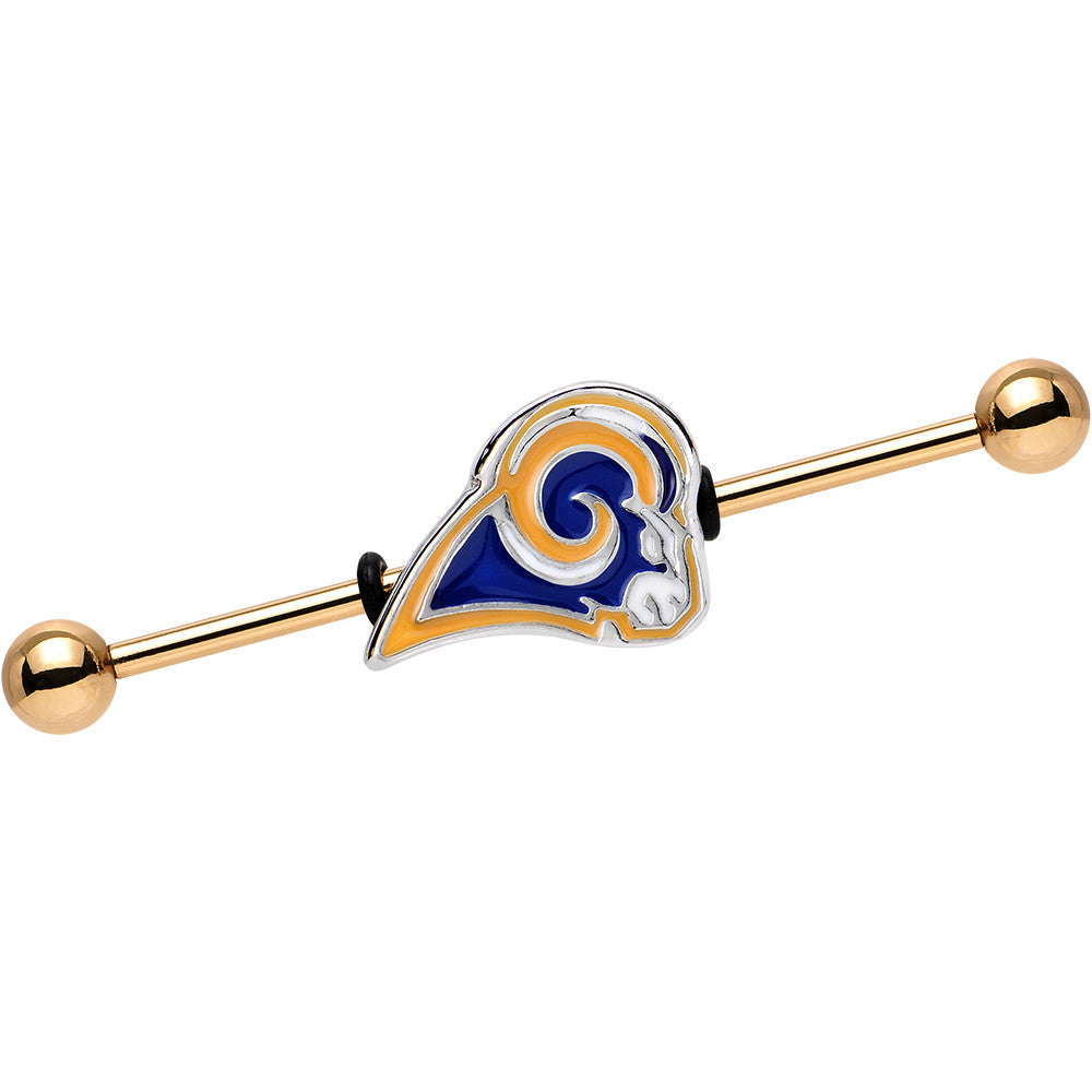 BodyCandy Officially Licensed St. Louis Rams Logo Industrial Barbell 38mm — main product shot