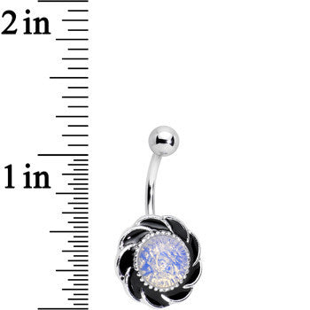 BodyCandy Aurora Tribal Flower Belly Ring — detail close-up