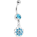 BodyCandy Aqua Gem Blossoming Flower Dangle Belly Ring — main product shot