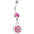 BodyCandy Pink Gem Blossoming Flower Dangle Belly Ring — main product shot