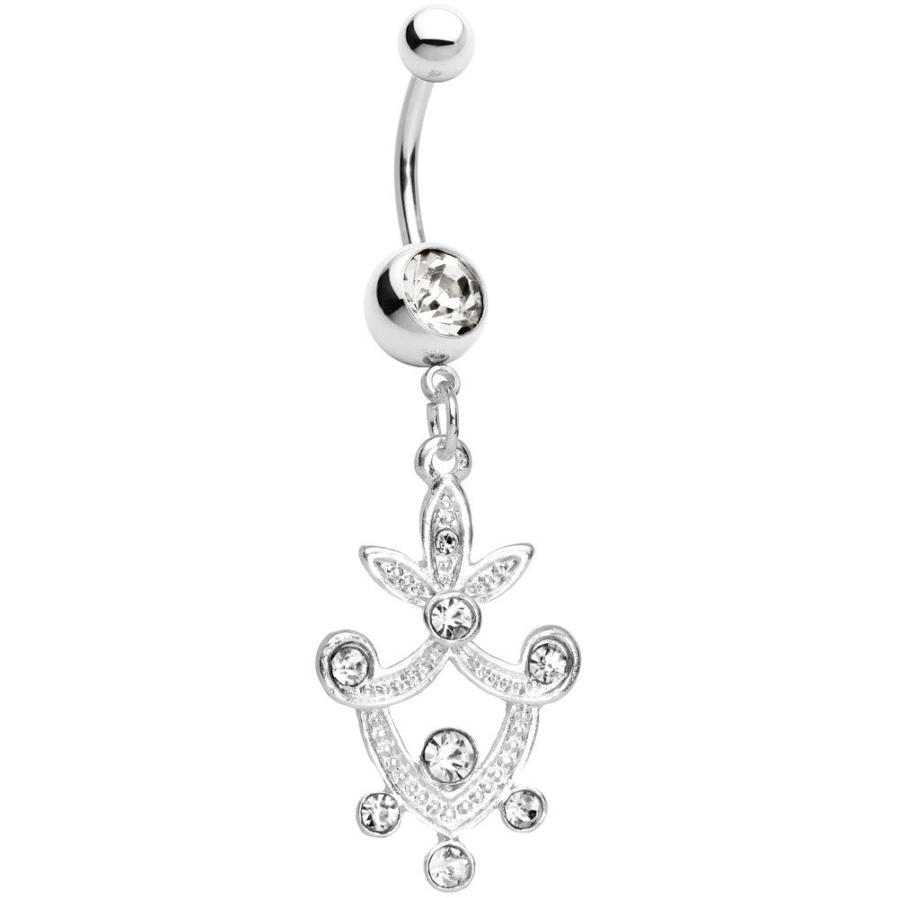 BodyCandy Clear Gem Pineapple Crest Dangle Belly Ring — main product shot