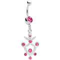 BodyCandy Pink Gem Pineapple Crest Dangle Belly Ring — main product shot