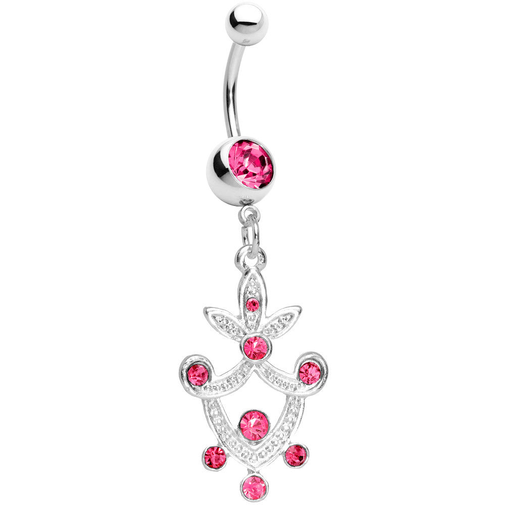 BodyCandy Pink Gem Pineapple Crest Dangle Belly Ring — main product shot