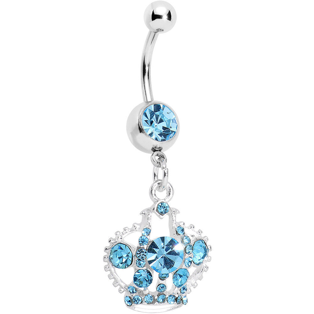 BodyCandy Aqua Gem Crown Dangle Belly Ring — main product shot