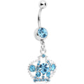 BodyCandy Aqua Gem Crown Dangle Belly Ring — main product shot
