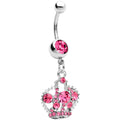 BodyCandy Pink Gem Crown Dangle Belly Ring — main product shot
