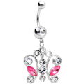 BodyCandy Clear Pink Gem Tokyo Lace Butterfly Dangle Belly Ring — main product shot