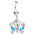 BodyCandy Clear Aqua Gem Tokyo Lace Butterfly Dangle Belly Ring — main product shot