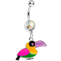 BodyCandy Aurora Gem Multicolored Parrot Dangle Belly Ring — main product shot