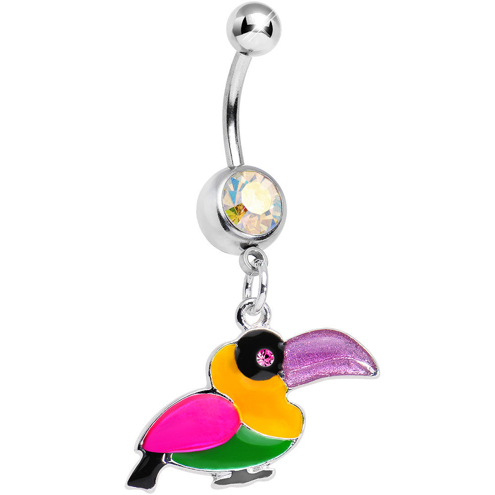 BodyCandy Aurora Gem Multicolored Parrot Dangle Belly Ring — main product shot