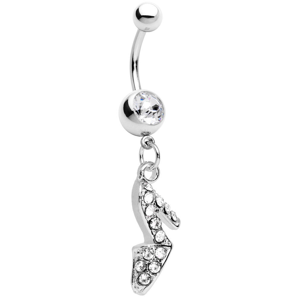 BodyCandy Clear Gem Paved High Heel Shoe Dangle Belly Ring — main product shot