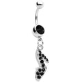 BodyCandy Black Gem Paved High Heel Shoe Dangle Belly Ring — main product shot